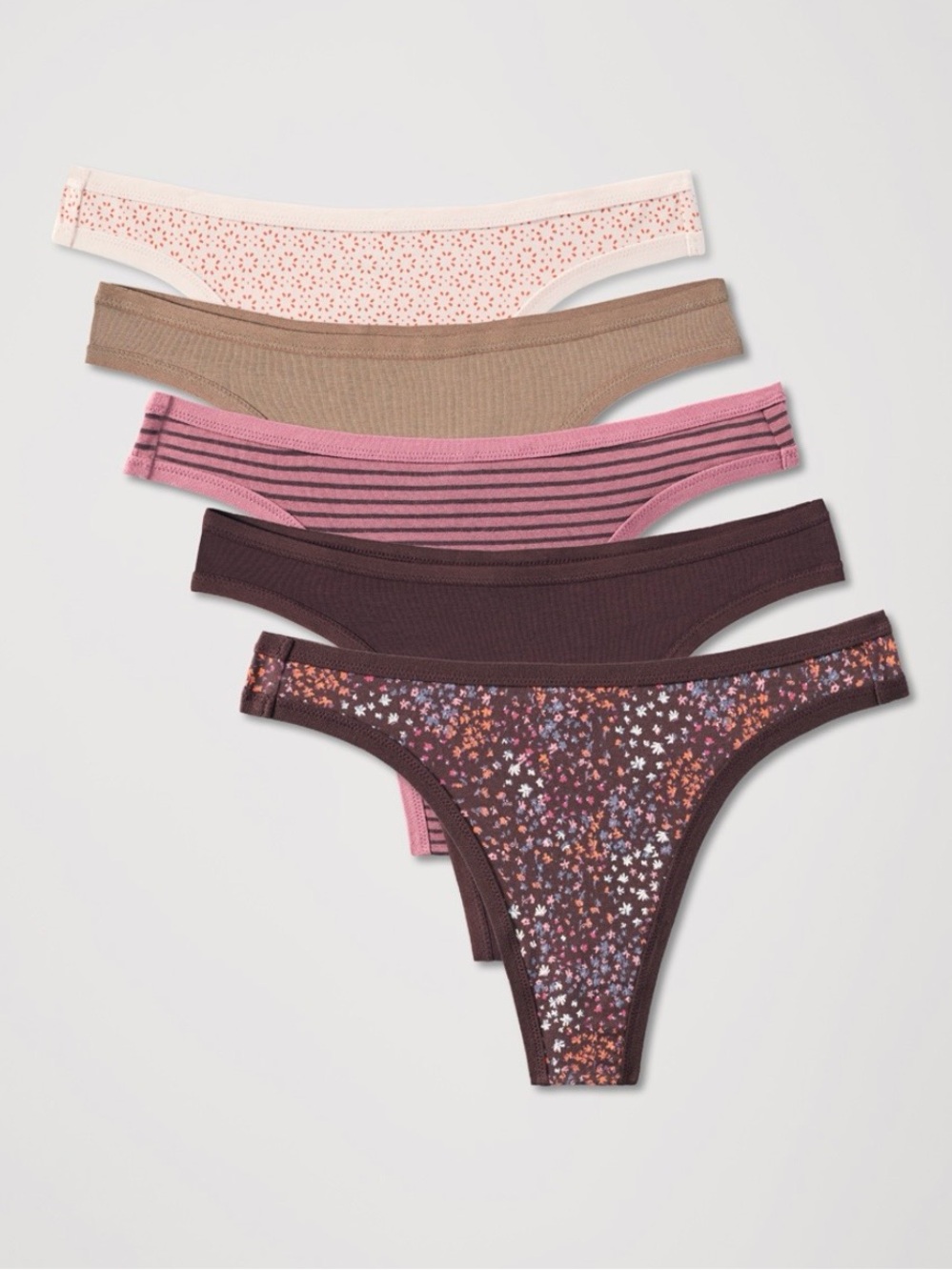 Pact Organic Everyday Classic Fit Thong 5-pack - First Light